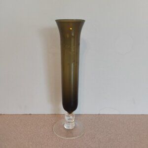 Vintage Olive Green Laurel Dot Etched Bud Vase